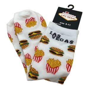 Las Vegas Burger and Fries Thin Crew Socks Size 9-11